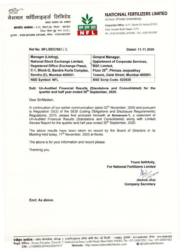 Thumbnail National Fertilizers
 Quarterly Report 2020-q2
