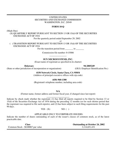 Thumbnail Sun Microsystems Quarterly Report 2003-q1