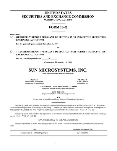 Thumbnail Sun Microsystems Quarterly Report 2005-q2