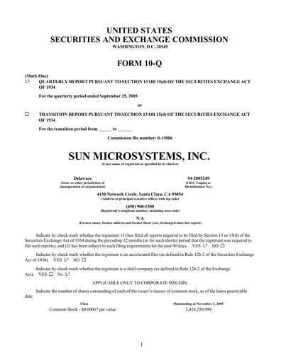 Thumbnail Sun Microsystems Quarterly Report 2006-q1