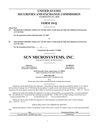 Thumbnail Sun Microsystems Quarterly Report 2006-q2