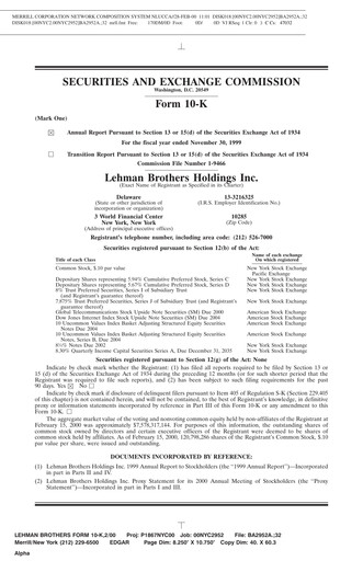 Thumbnail Lehman Brothers Annual Report 1999