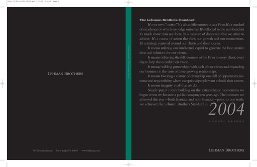 Thumbnail Lehman Brothers Annual Report 2004