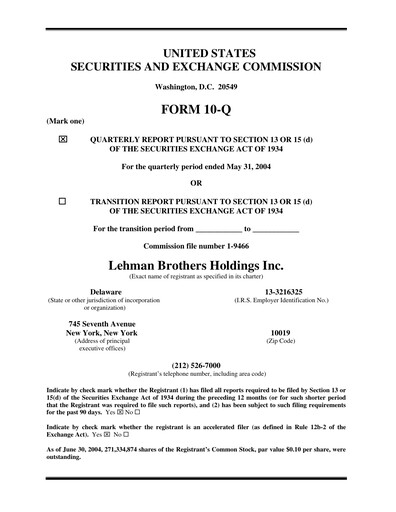Thumbnail Lehman Brothers Quarterly Report 2004-q2