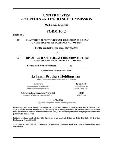 Thumbnail Lehman Brothers Quarterly Report 2005-q2