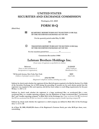 Thumbnail Lehman Brothers Quarterly Report 2008-q2