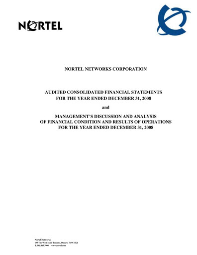 Thumbnail Nortel Networks Financial Statement 2008