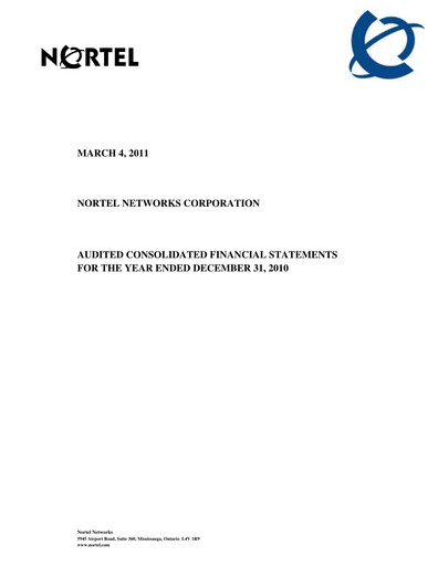Thumbnail Nortel Networks Financial Statement 2010