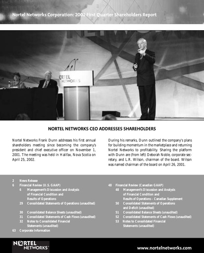 Thumbnail Nortel Networks Quarterly Report 2002-q1