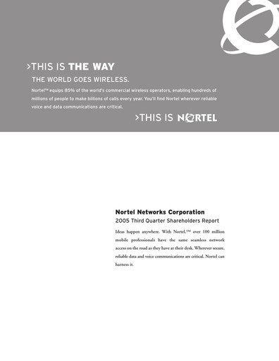 Thumbnail Nortel Networks Quarterly Report 2005-q3
