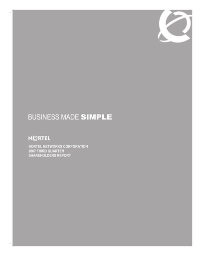 Thumbnail Nortel Networks Quarterly Report 2007-q3