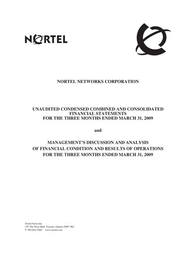 Thumbnail Nortel Networks Quarterly Report 2009-q1