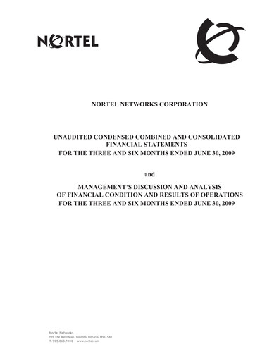 Thumbnail Nortel Networks Quarterly Report 2009-q2
