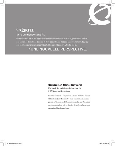 Thumbnail Nortel Networks Quarterly Report 2005-q3