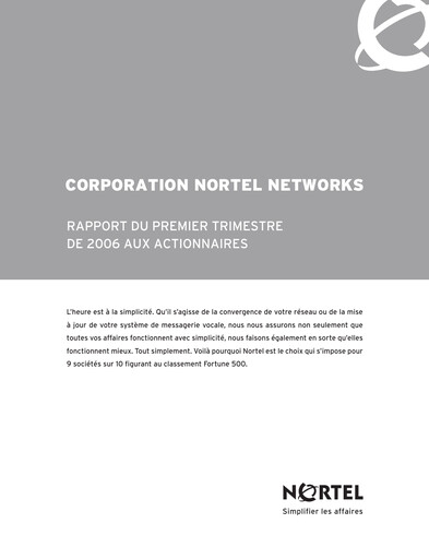 Thumbnail Nortel Networks Quarterly Report 2006-q1