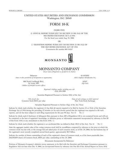 Thumbnail Monsanto Annual Report 2004