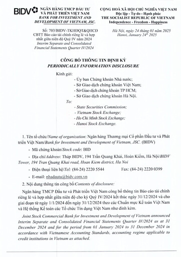 Thumbnail BIDV  (Commercial Bank for Investment and Development of Vietnam) Quarterly Report 2024-q4