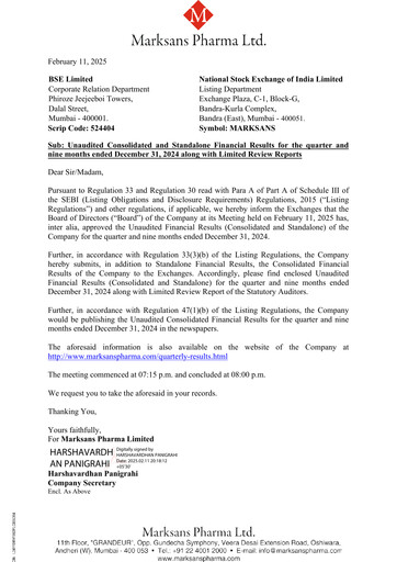 Miniature Marksans Pharma
 Rapport trimestriel 2024-q4