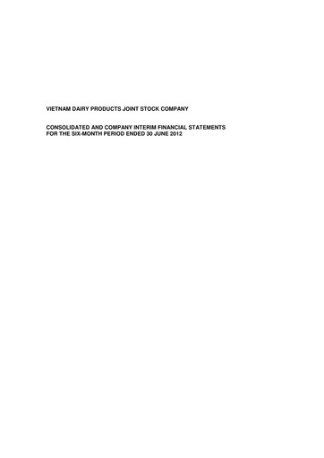 Miniature Vinamilk (Vietnam Dairy Products) Rapport semestriel 2012-h1