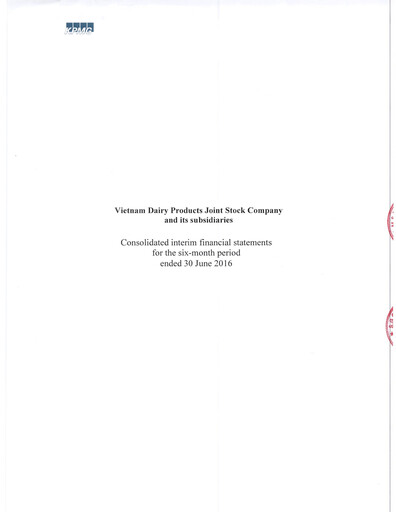 Miniature Vinamilk (Vietnam Dairy Products) Rapport semestriel 2016-h1