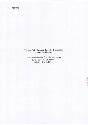 Miniature Vinamilk (Vietnam Dairy Products) Rapport trimestriel 2016-q1