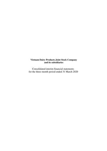 Miniature Vinamilk (Vietnam Dairy Products) Rapport trimestriel 2020-q1