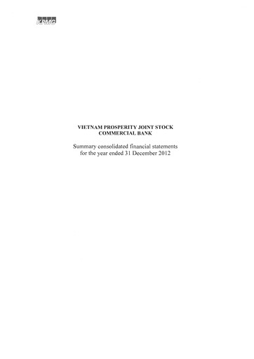 Miniature VPBank (Vietnam Prosperity Joint Stock Commercial Bank) Bilan financier 2012