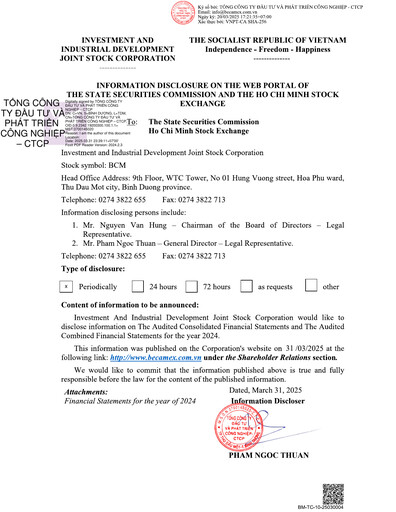Thumbnail Becamex (Investment and Industrial Development Corporation) Financial Statement 2024