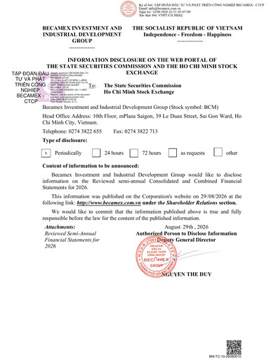 Thumbnail Becamex (Investment and Industrial Development Corporation) Half-year Report 2026-h1