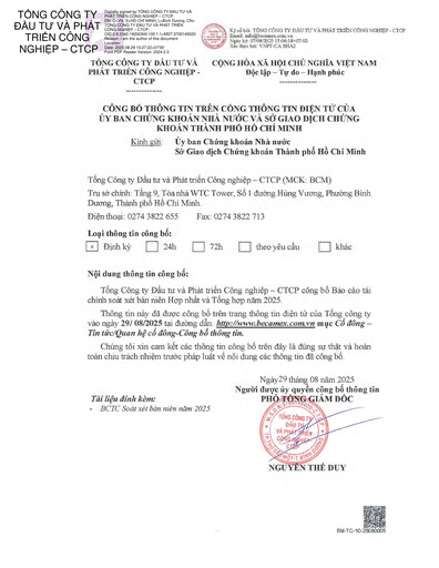 Thumbnail Becamex (Investment and Industrial Development Corporation) Half-year Report 2025-h1