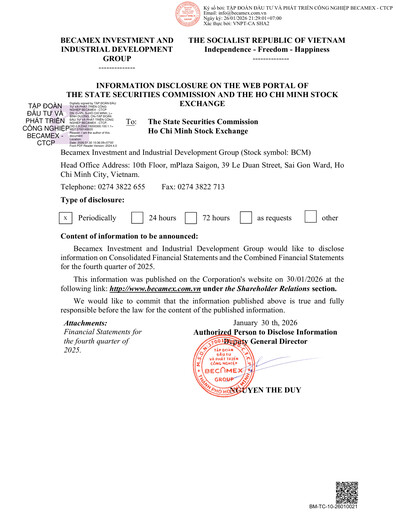 Thumbnail Becamex (Investment and Industrial Development Corporation) Quarterly Report 2025-q4