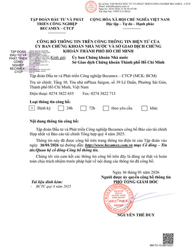Thumbnail Becamex (Investment and Industrial Development Corporation) Quarterly Report 2025-q4