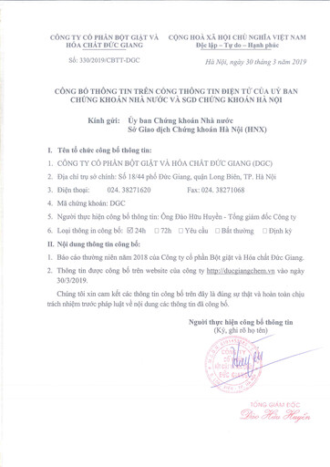 Thumbnail Duc Giang Chemicals Group Annual Report 2018