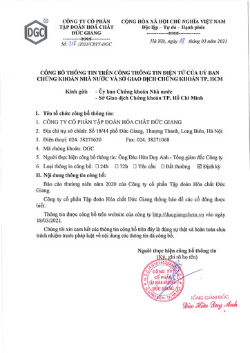 Thumbnail Duc Giang Chemicals Group Annual Report 2020