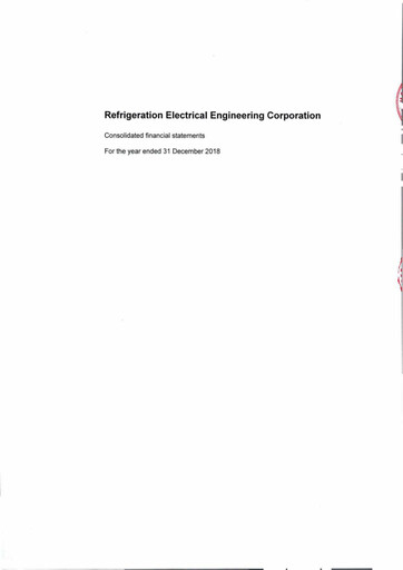Thumbnail REE (Refrigeration Electrical Engineering Corporation) Financial Statement 2018