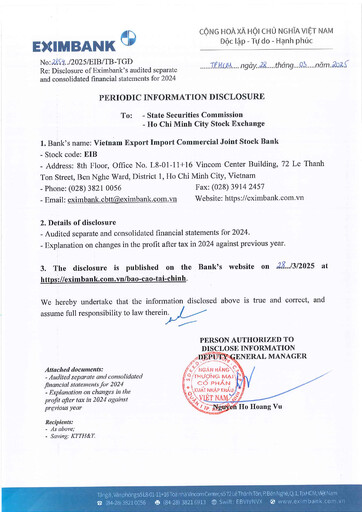 Thumbnail Eximbank (Vietnam Export Import Commercial Joint Stock Bank) Financial Statement 2024