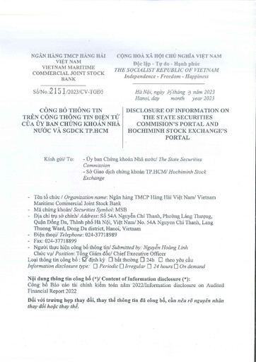 Thumbnail Vietnam Maritime Commercial Joint Stock Bank Financial Statement 2022