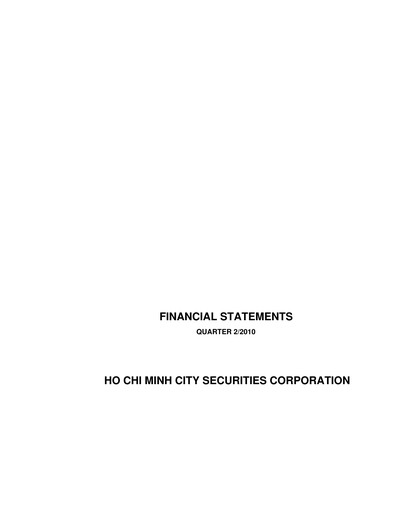 Thumbnail HSC (Ho Chi Minh City Securities Corporation) Quarterly Report 2010-q2