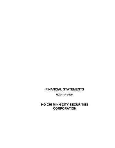 Thumbnail HSC (Ho Chi Minh City Securities Corporation) Quarterly Report 2014-q3