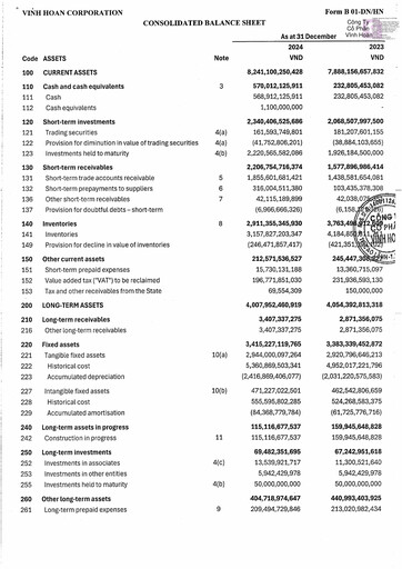 Thumbnail Vinh Hoan Corporation Financial Statement 2024