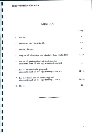 Thumbnail Vinh Hoan Corporation Financial Statement 2012