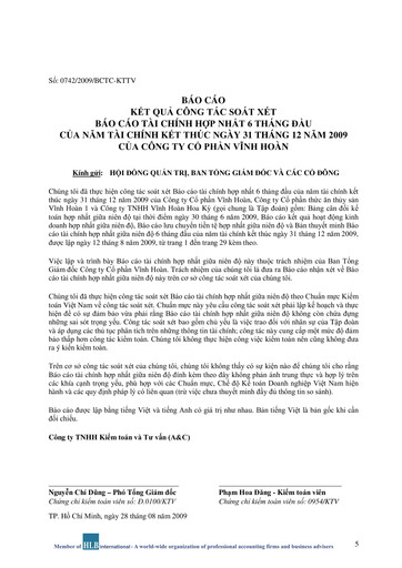 Thumbnail Vinh Hoan Corporation Half-year Report 2009-h1
