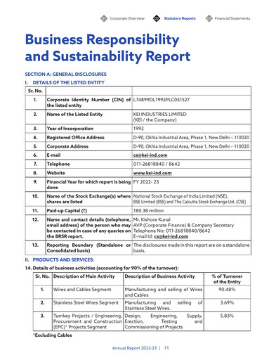 Thumbnail KEI Industries Sustainability Report 2022-2023
