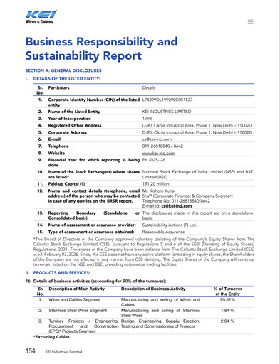 Thumbnail KEI Industries Sustainability Report 2025-2026