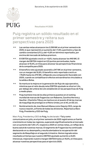 Thumbnail Puig Brands Half-year Report 2025-h1