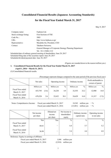 Thumbnail Fujikura Financial Statement fy2017