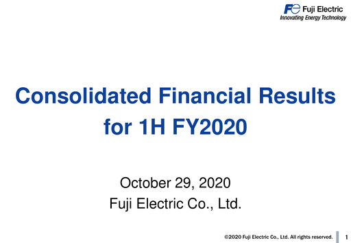 Miniature Fuji Electric Rapport semestriel 2020-h1