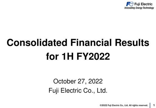 Miniature Fuji Electric Rapport semestriel 2022-h1