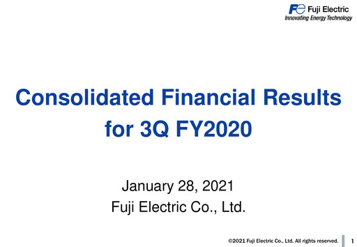 Thumbnail Fuji Electric Quarterly Report 2020-q3