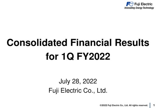 Thumbnail Fuji Electric Quarterly Report 2022-q1